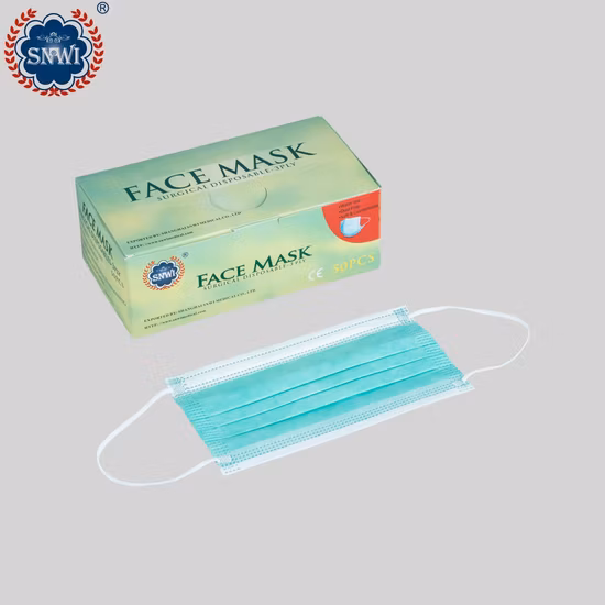 Venta al por mayor de 3 capas de alta cantidad, fácil de respirar, desechable, colorida, no tejida, mascarilla con gancho para la oreja, mascarilla médica quirúrgica